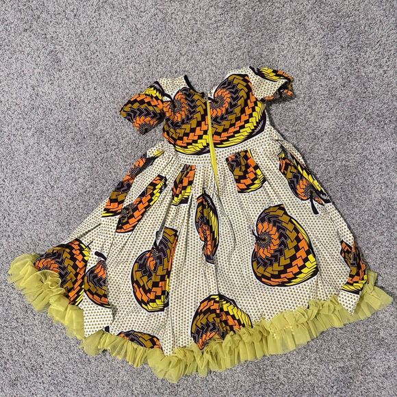 African 3/4T Floral Ankara Gown For Girls - Picture 2 of 8